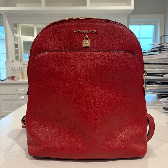 Michael Kors Red Leather Backpack - Picture 1 of 3